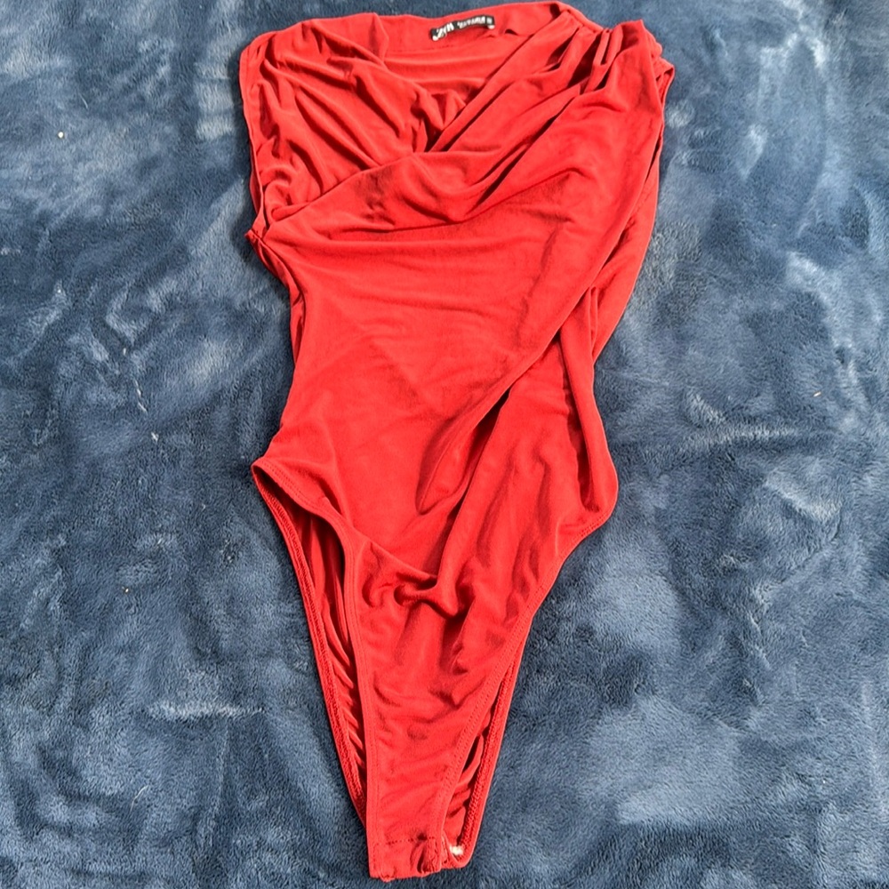 Zara Red Onesie Blouse Size Small